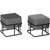 En.casa Multifunktionaler stapelbarer Sitzhocker Tas 2er Set quadratisch Dunkelgrau