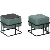 En.casa Multifunktionaler stapelbarer Sitzhocker Tas 2er Set quadratisch Grün