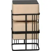 En.casa Multifunktionaler stapelbarer Sitzhocker Tas 2er Set quadratisch Beige