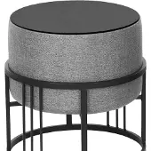 En.casa Multifunktionaler stapelbarer Sitzhocker Tas 2er Set rund Hellgrau