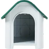 En.casa Hundehütte 'Bello' Hundehaus mit Dachluke 87 x 72 x 75 cm Kunststoff Weiß/Grün