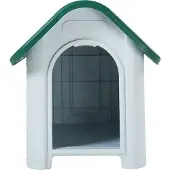 En.casa Hundehütte 'Bello' Hundehaus 75 x 59 x 66 cm Kunststoff Weiß/Grün