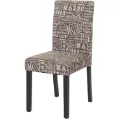 Mendler Esszimmerstuhl Littau, Küchenstuhl Stuhl, Stoff/Textil Schriftzug grau, dunkle Beine