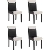 MCW 4er-Set Esszimmerstuhl Stuhl Küchenstuhl Littau schwarz-weiß, dunkle Beine