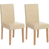 Mendler 2er-Set Esszimmerstuhl Stuhl Küchenstuhl Littau Leder, creme, helle Beine
