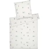 Elegante Soft-Flanell Bettwäsche Pinguin Party schneeweiß 155x220 cm + 80x80 cm