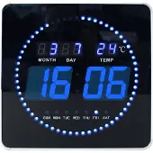 Unilux LED-Wanduhr FLO LED, mit Datum/Temperatur, schwarz