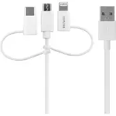 Deltaco USB-A to 3in1 Micro USB USB-C Lightning 1m white