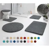 Kleine wolke Badematte "RELAX", rutschhemmend beschichtet, fußbodenheizungsgeeignet, Badteppich, Uni Farben, rechteckig, rund & als Set erhältlich