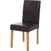 Mendler Esszimmerstuhl Littau, Küchenstuhl Stuhl, Leder braun, helle Beine