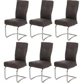 Mendler 6er-Set Esszimmerstuhl MCW-G56, Küchenstuhl Freischwinger Stuhl, Textil Wildleder-Optik grau