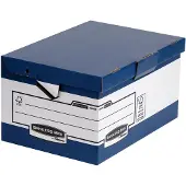 Fellowes BANKERS BOX SYSTEM Archiv-Klappdeckelbox Maxi ERGO-Stor, blau, aus 100% recyceltem Karton, FSC zerti