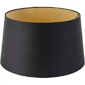 QAZQA Baumwolllampenschirm schwarz 35/30/20 mit goldenem Interieur