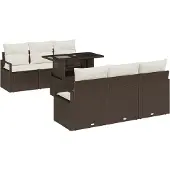 vidaXL Gartensofa-set 7 stk. Braun Poly Rattan