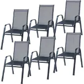 Casa.pro Gartenmöbelset ‘Aradeo’ 7-tlg. Set aus 1 Tisch und 6 Stühlen Schwarz