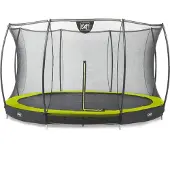 Exit Silhouette Trampolin ø427cm, mit Sicherheitsnetz, Bodentrampolin, Rund, für Kinder, Grün