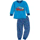 Playshoes Kinder Schlafanzug "Schlafanzug Frottee Feuerwehr" in Blau | Gr.: 98