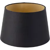 QAZQA Baumwolllampenschirm schwarz 25/20/16 mit goldenem Interieur