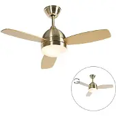 QAZQA Deckenventilator Messing 96cm mit Fernbedienung - Rotar
