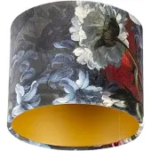 QAZQA Velour Lampenschirm Blumenmuster 18/18/14 goldene Innenausstattung