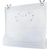 Kutti Heimtextilien Raffrollo Ösenrollo Svea Weiss Landhaus Herz romantisch 45 x 140 cm