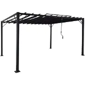 MCW Pergola MCW-L40, Garten Lamellen-Pavillon Terrassenüberdachung, 8cm-Alu-Gestell Stoff/Textil, 3x4m anthrazit