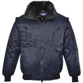 Portwest 4 in 1 Herren Pilotenjacke mit Fell Blau S