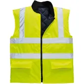 Portwest wasserabweisende, wendbare Warnweste mit Steppfutter Gelb 5XL