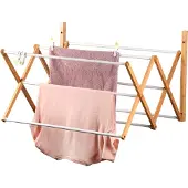 Kesper faltbarer Wand-Wäschetrockner aus Bambus und Metall / Wäscheleine