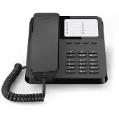 Gigaset DESK 400, Analoges Telefon, Kabelgebundenes Mobilteil, 10 Eintragungen, Schwarz