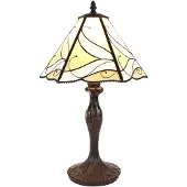 Clayre & Eef Tiffany Tischlampe Ø 31x43 cm Beige Weiß Glas