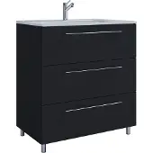 VCM 2-tlg. Waschplatz Waschtisch | Waschbecken Unterschrank Breite 80 cm | Badmöbel Set stehend | 3 Schubladen | Badinos