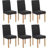 MCW 6er-Set Esszimmerstuhl Stuhl Küchenstuhl Littau Textil, schwarz, helle Beine