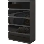 HTI Kommode Kenji 5 Schubladen Hochglanz Schwarz