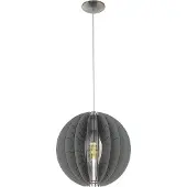 Eglo Hängelampe Fabessa, Pendelleuchte Esstisch, Stahl in nickel-matt, Holz in grau E27 Fassung