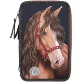 Miss Melody 3-Fach Federtasche mit LED Miss Melody GLITTER HORSE