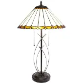 Clayre & Eef Tiffany Tischlampe Ø 41x69 cm Beige Braun Glas