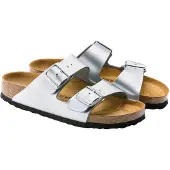 Birkenstock - "Arizona" Sandalen für Damen, Leder, Birko-Flor PP14536 (40 EU) (Silber)