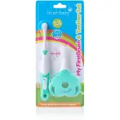 Brush-Baby Zahnpflege-Set: Erster Kinderzahn & Beißring, Mint, Für Babys 0-18 Monate