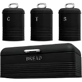Berlinger Haus Brotkasten und Küchendosen-Set, schwarz-silber