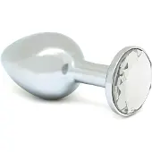 Rimba XS - transparenter, mit Stein besetzter Metall-Butt-Plug (Silber)