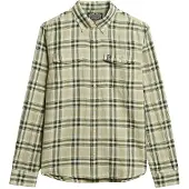 Superdry für Herren. M4010916A Merchant Store Leinen-Karohemd grün (M), Lässig, Langarm