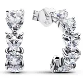 Pandora 293657C01 Silber-Creolen für Damen Funkelnde Herzen Ohrringe