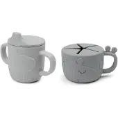 Done by Deer Trink- und Snackbecher - 2er-Pack - Peekaboo - Grau - - One Size - Becher