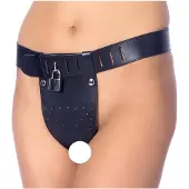 Rimba - offener Leder-Keuschheitsgürtel (schwarz) - M/L