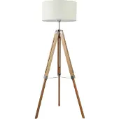 Eglo Stehlampe Lantada, Stehleuchte Vintage, Standleuchte aus Holz, Stahl und Textil, Wohnzimmerlampe, Lampe mit Schalter,, E27