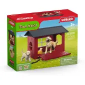 Schleich - Dog kennel with 2 golden retrievers (42722)