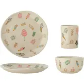 Bloomingville 3tlg. Kindergeschirrset "Sweets" in Creme/ Rosa - onesize