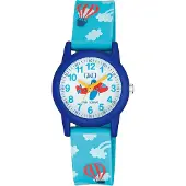 Q&Q Kinder Armbanduhr Resin, Flugzeug/ Heißluftballon, 10 Bar, Einschulung