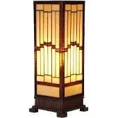 Clayre & Eef Tiffany Tischlampe 17x17x44 cm Beige Glas